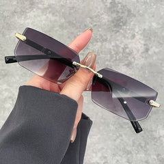 Business Rectangle Gradient Lenses Unisex Sunglasses Women Men Colored Lenses Metal Frame Glasses