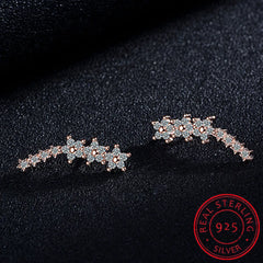 925 Silver Moissanite Climber Earrings | 7 Star Crawler Stud Ear Cuff detail view