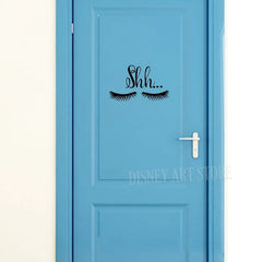 Shh Eyelash Vinyl Decal | Removable Baby Sleeping Wall Sticker detail view