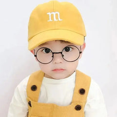 Kids Unisex Baseball Cap with M Letter Embroidery | Adjustable Cotton Sun Hat detail view