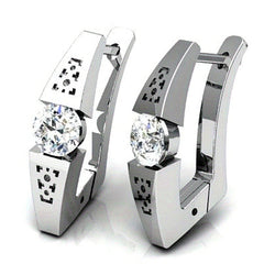 Concise Classic Synthetic Zirconia Inlaid Silvery Plated Hoop Earrings Women Men Punk Style Party Daily Versatile Jewelry Gifts