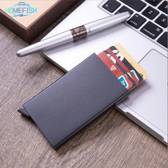 HOMEFISH Smart Wallet Card Holder | Pop Up Minimalist Metal Wallet for Men and Women close-up view
