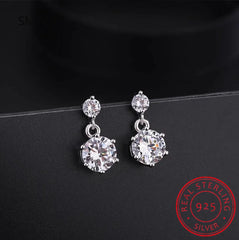 New VVS1 D Color Round Cut Eerrings for Women Test Passed Moissanite Diamond 925 Sterlin detail view