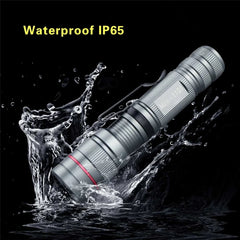 Mini LED Flashlight Q5 | Portable Torch with 3 Modes, Waterproof, AA Battery Powered close-up view