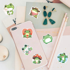 100-500pcs Cute Traveling Frog Cartoon Graffiti Stickers DIY Phone Guitar Laptop Notebook Suitcase Waterproof Sticker Kids Toy