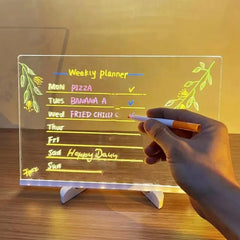 Light Up Acrylic Message Board Night Light | Rewritable DIY Glowing Drawing Board with close-up view