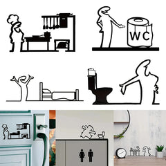 La Linea Minimalist Line Art Stickers | Modern Home Decor Door Decal alternate view