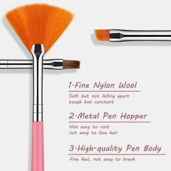 15Pcs Fine Detail Paint Brush Set Acrylic UV Gel Drawing Dotting Manicure Nail Art Des close-up view