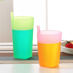 Children Infant Baby Sip Cup With Built In Straw Mug Drink Plastic Integrated Straw Cu close-up view
