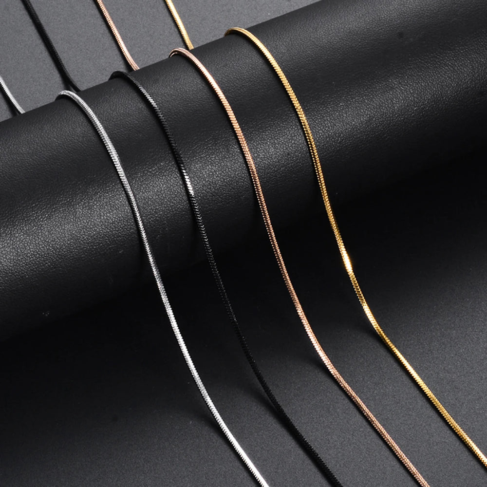 Witd 0.9/1.2/1.5/2mm Stainless Steel Square Snake Chain Necklace Choker DIY Gift For Men Women's Fas