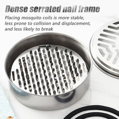 Stainless Steel Mosquito Coil Holder with Cover | Round Mosquito Coil Tray close-up view