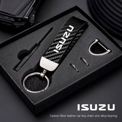 Isuzu Dmax Keychain with Microfiber Leather | Carbon Fiber Style Key Ring