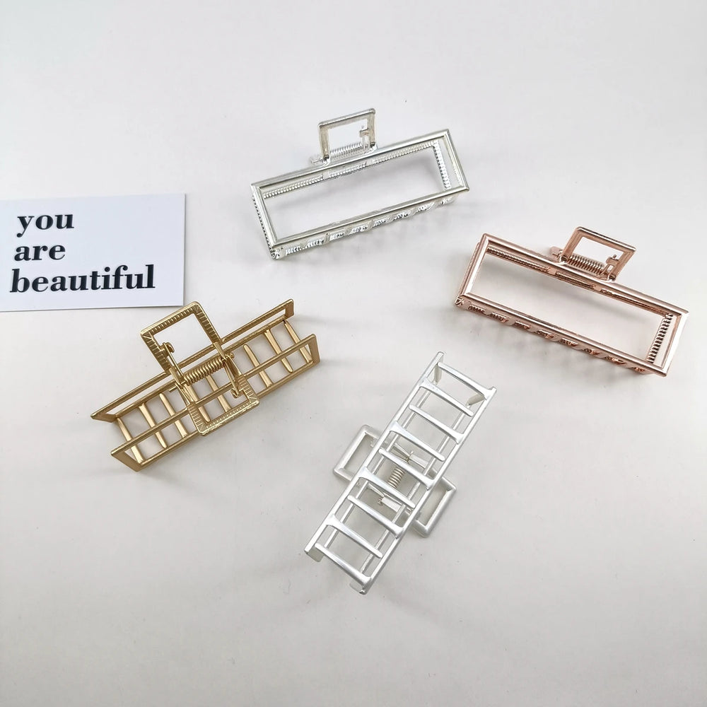 GoldHollow Geometric Hair Clips Metal Hair Claw Cross Hairclip Headband Hairpin Sliver Hair Crab Wom