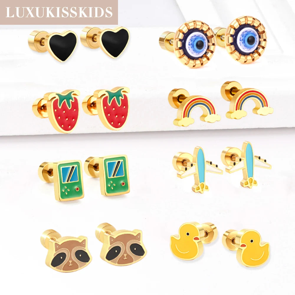 Cute Acrylic Animal Stud Earrings | Surgical Steel Hypoallergenic Earrings for Women and Girls