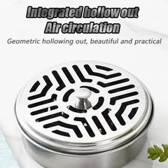 Stainless Steel Mosquito Coil Holder with Cover | Round Mosquito Coil Tray detail view