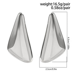 Ingemark Vintage Smooth Metal Triangle Stud Earrings Women Trend Goth Geometric Piercing detail view