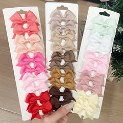 10Pcs/Set Solid Color Kids Bows Hair Clips for Baby Girls & more alternate view