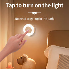 Round Led Wall Lamp | Rechargeable Night Light with Touch Switch, Dimmable, Magnetic Book Light for