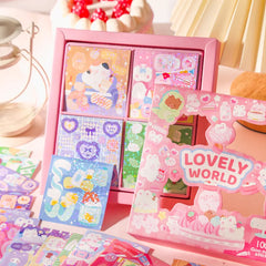 100 Pieces Kawaii Decorative Sticker Set | Cute Cartoon Glitter Stickers for DIY Scrapbooking and Pl
