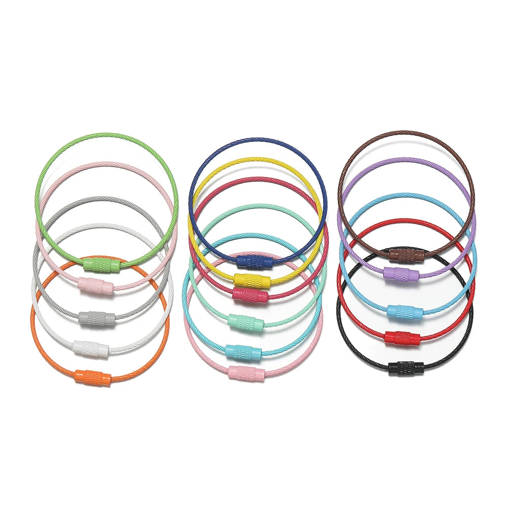 10pcs/lot 50mm Iron Key Ring Colorful Keychain Rings Screw Lock for Jewelry Making Keychain DIY Find