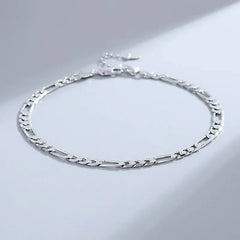 New 925 sterling Silver Bracelets Anklet Beautiful 4MM chain for Women men Wedding Pre close-up view