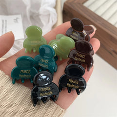2pcs/set Mini Acetate Hair Claw Side Pins Small Size Shark Clip Sweet Cute Elegant Ha alternate view