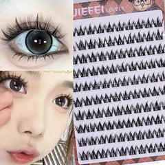 Glue-free Thick Natural Curling Self-adhesive False Eyelashes with W-shaped Design for Voluminous Ma