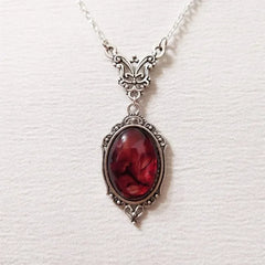 Gothic Red Butterfly Pendant Necklace For Women