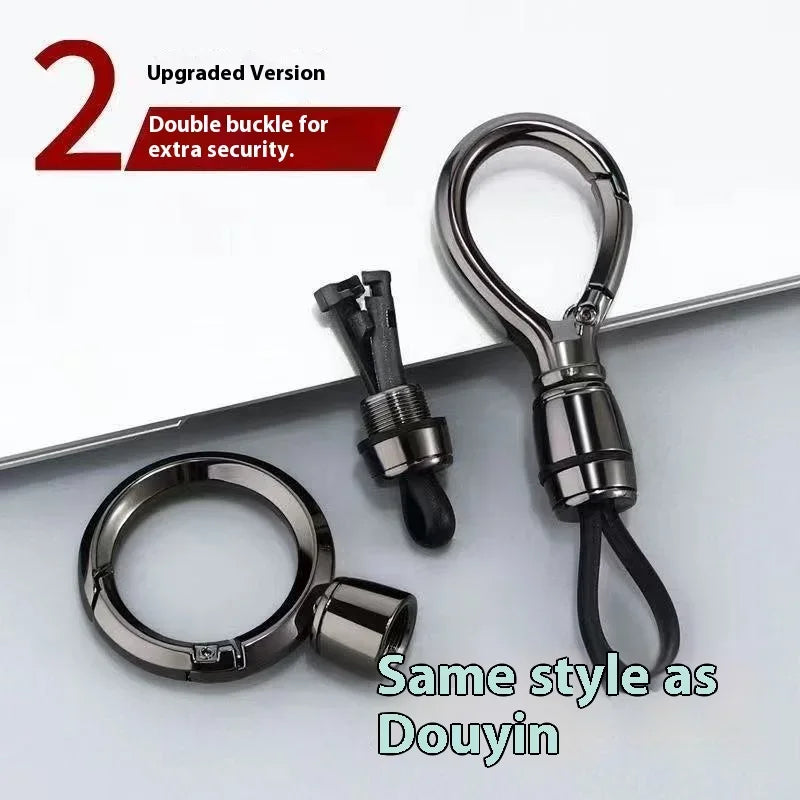 Men High-End Metal Keychain Simple Car Key Chain with Waist Hook Anti-Lo Leather Rope And Keychain R