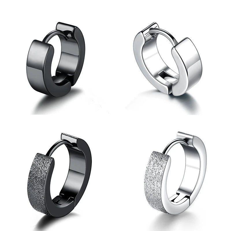 Hip-Hop Jewelry 925 Silver Earrings Tide Black Male Ear Clips Female Single Earrings