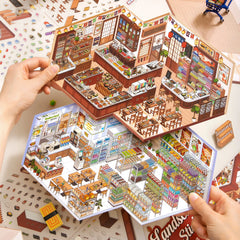 Mr. Paper Shop Management Stickers 4pcs - 2.0 Oversize 3D Design, Storage Diorama Journal, Creative