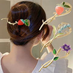 Metal Pearl Hair Claw Clip Women Hair Bun Twist Hairpin Flowers Headband Rhinestone Banana Barrettes