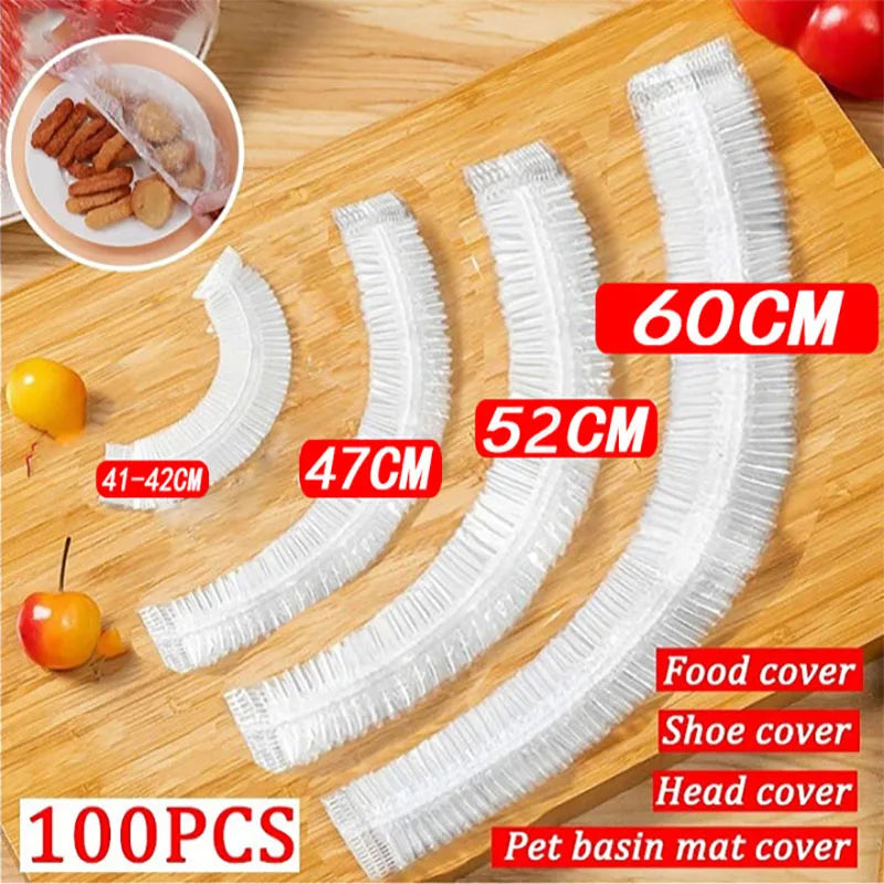 50 Pieces Disposable Food Cover Plastic Wrap Food Grade Fruit And Vegetable Plastic Bags Elastic Pla