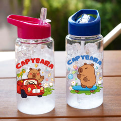 1 Piece 500ml (17 fl oz) Capybara Printed Straw Cup, Summer Water Bottle, BPA Free, P alternate view