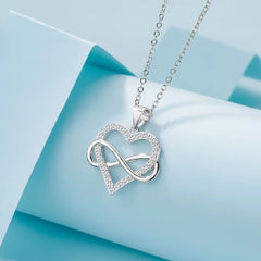 925 Sterling Silver Zircon Fashion Korean Women Elegant Round Pendant Necklace Birthday Jewelry Ster