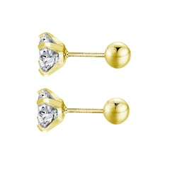 Stainless Steel Titanium Tragus Stud Earrings | 4 Prong Zircon Crystal Cartilage Jewelry detail view