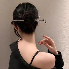 Chinese Style Sword Hairpin For Women Punk Ruby Hair Stick Ponytail Hair Pins Hairstyle Tools Daily Hair Accessories K-
