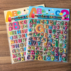 9 Styles Cute Double Layer 3D Foam Stickers Alphabet Cars Food Cartoon for Notebook Journal Phone Case Decoration
