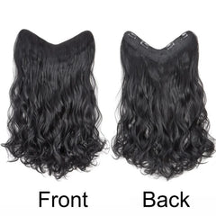 20Inch Synthetic Wavy Curly Clip in Hair Extensions | Heat Resistant Black Blonde Hair close-up view
