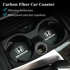 2Pcs Car Cup Groove Pad Leather Sound Insulation Mat | For Honda Civic Accord Fit Jazz Pilot CRV Ody