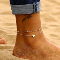 Modyle Gold Silver Color Chain Multilayer Anklets Women Beads Anklet Leg Chain Ankle alternate view