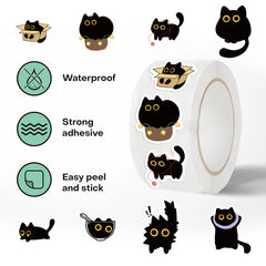100-500Pcs Cartoon Cat Sticker Roll Set | DIY Decorative Stickers for Party, Phone, G alternate view