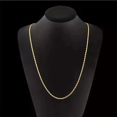 Fashion 18K Gold Necklace 2MM 16/18/20/22/24/26/28/30 Inch Side Chain Necklace For Women Men Jewelry 925 Silver Necklace