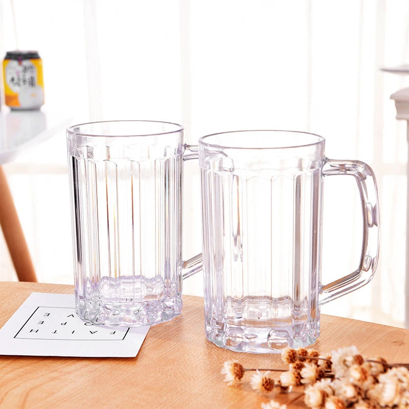 500ML Transparent Beer Mug Plastic Unbreakable Breakfast Milk Coffee Juice Water Cup Barware Drinkwa