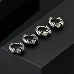 Vintage Totem Vine Pattern Hoop Earrings for Men, Hypoallergenic Metal Huggies Earrin alternate view