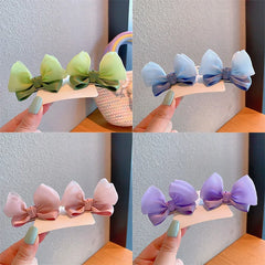 2PCS New Fashion Fresh Yarn Three-dimensional Cute Bow Hair Clips Girls Hairpins Hair Accessories Ba