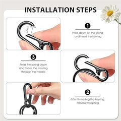 Metal Keychain Clip Hook | Double Loop Key Ring Holder for Car Keys detail view