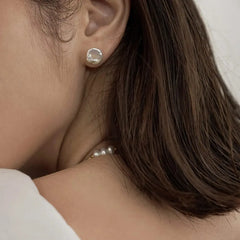 Dainashi 7-8mm Baroque Freshwater Pearl Earrings S925 Sterling Silver Keshi Pearl Stud E detail view
