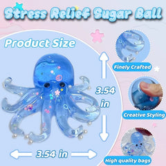 Glitter Octopus Taba Squishy Sugar Ball | Cute Animals Squeeze Fidget Sensory Toy detail view