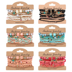Bohemian Handmade Beads Bracelet Set For Women Summer Colorful Beaded Chain Bangle Girls Boho Jewelr